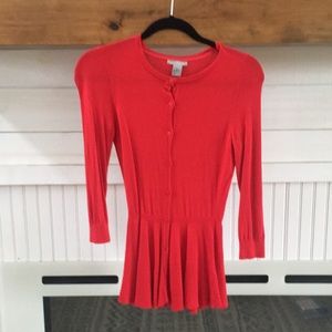H&M red peplum cardigan